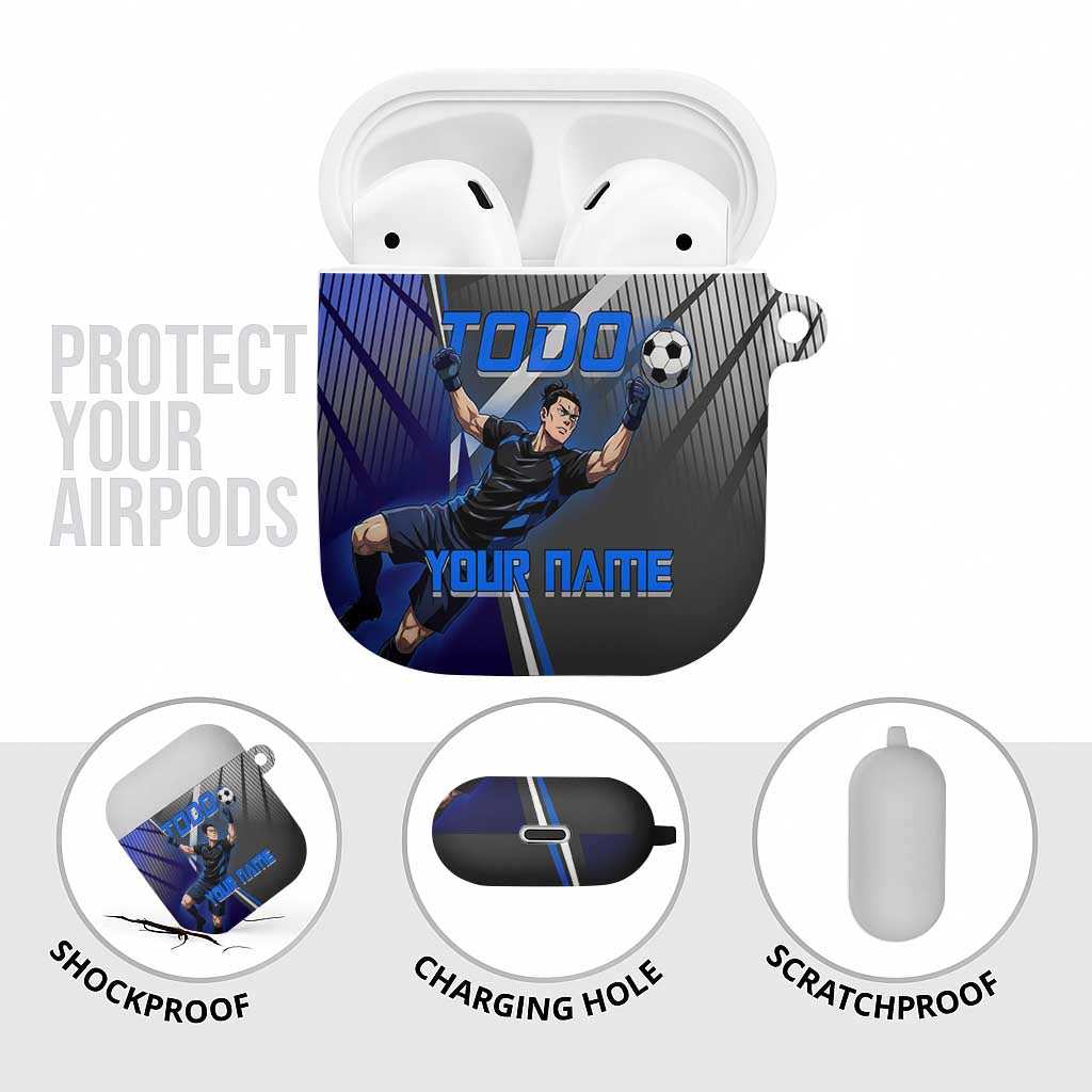 Personalized Aoi Todo Jujutsu Kaisen AirPods Case with Blue Gradient and Goalkeeper Action Design