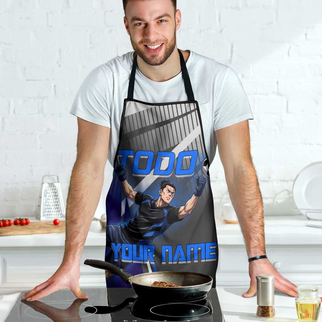 Personalized Aoi Todo Jujutsu Kaisen Apron with Blue Gradient and Goalkeeper Action Design