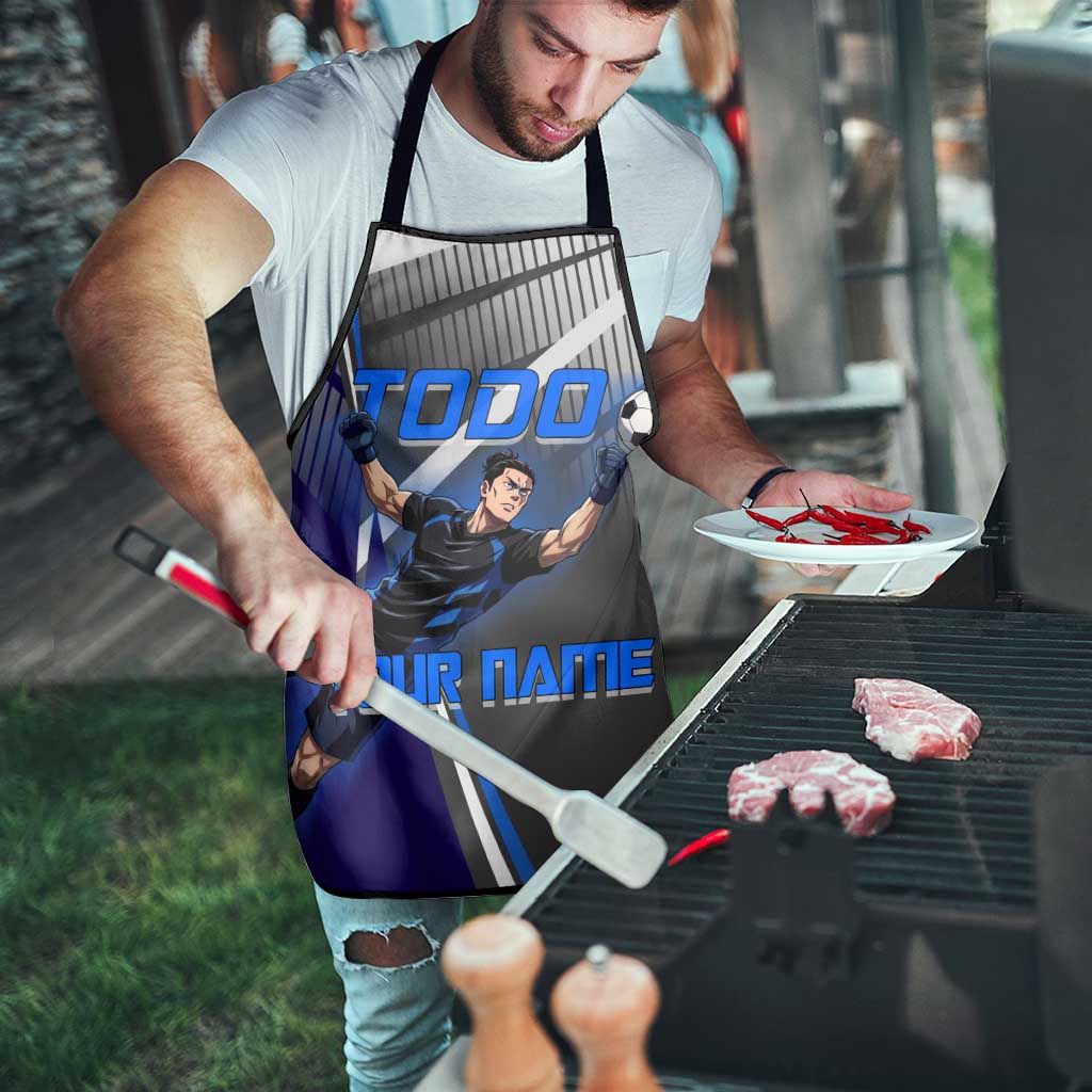 Personalized Aoi Todo Jujutsu Kaisen Apron with Blue Gradient and Goalkeeper Action Design