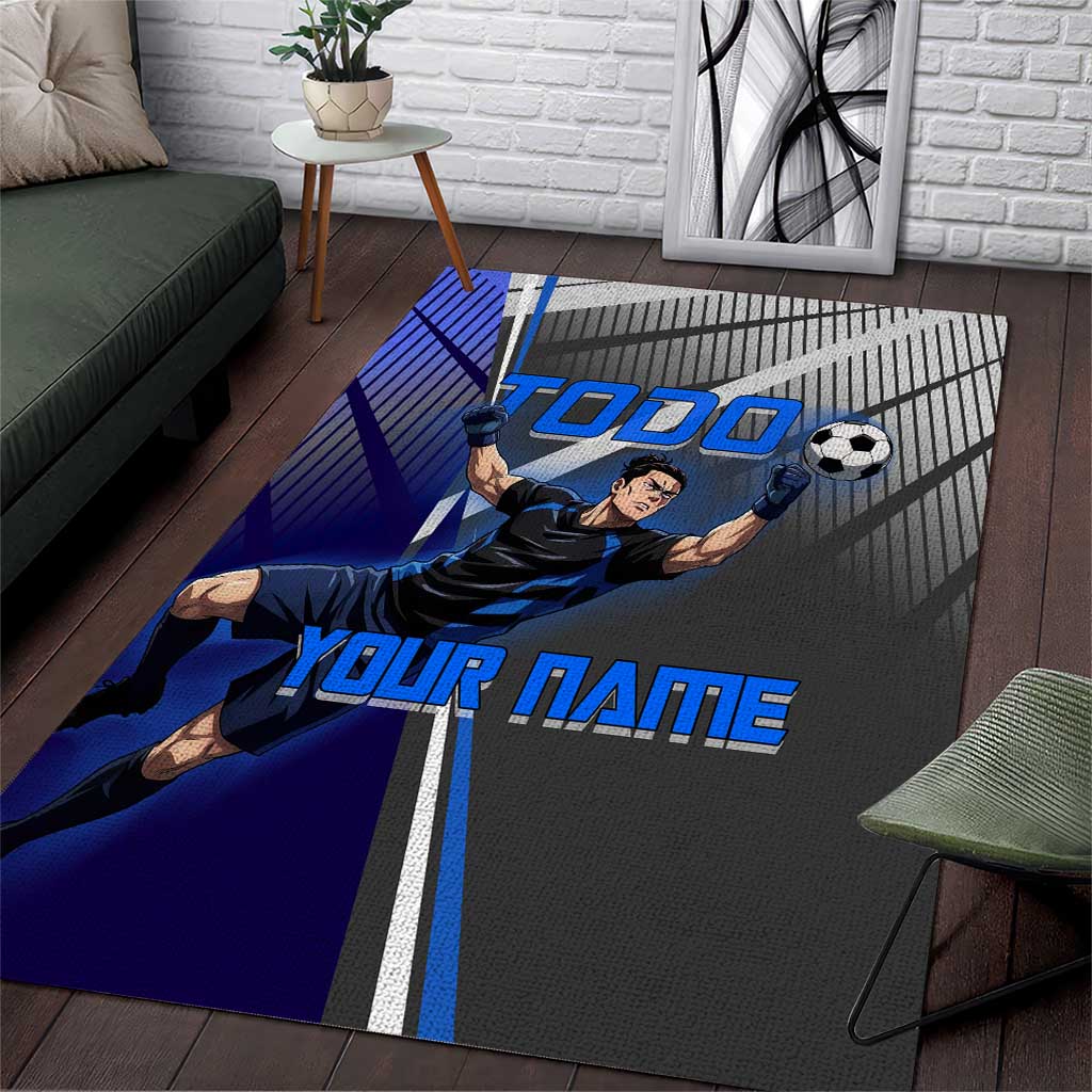 Personalized Aoi Todo Jujutsu Kaisen Area Rug with Blue Gradient and Goalkeeper Action Design