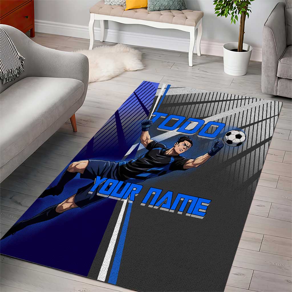 Personalized Aoi Todo Jujutsu Kaisen Area Rug with Blue Gradient and Goalkeeper Action Design