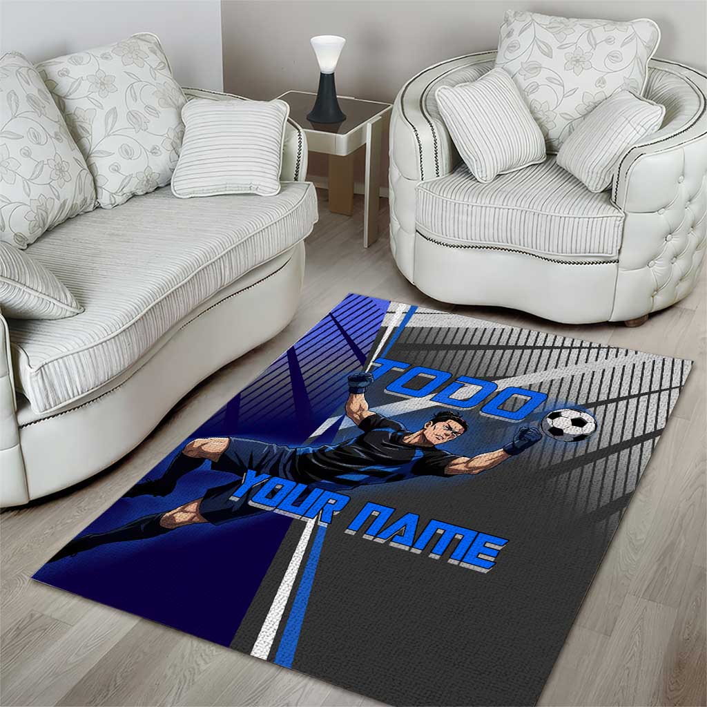 Personalized Aoi Todo Jujutsu Kaisen Area Rug with Blue Gradient and Goalkeeper Action Design