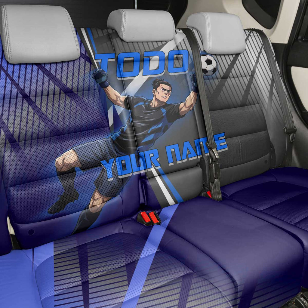 Personalized Aoi Todo Jujutsu Kaisen Back Car Seat Cover with Blue Gradient and Goalkeeper Action Design