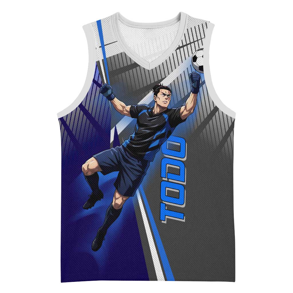 Personalized Aoi Todo Jujutsu Kaisen Basketball Jersey with Blue Gradient and Goalkeeper Action Design