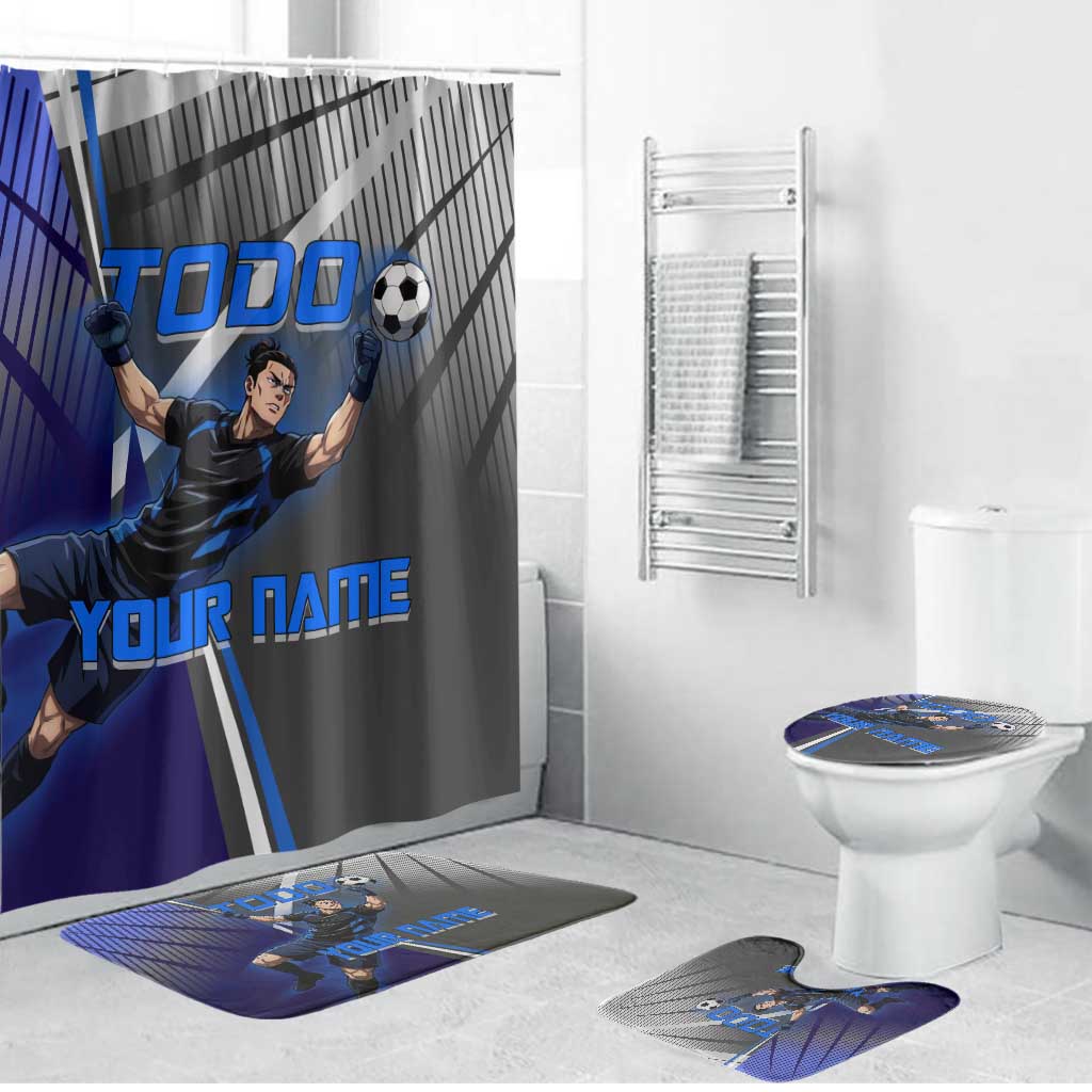 Personalized Aoi Todo Jujutsu Kaisen Bathroom Set with Blue Gradient and Goalkeeper Action Design