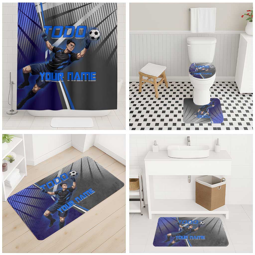 Personalized Aoi Todo Jujutsu Kaisen Bathroom Set with Blue Gradient and Goalkeeper Action Design