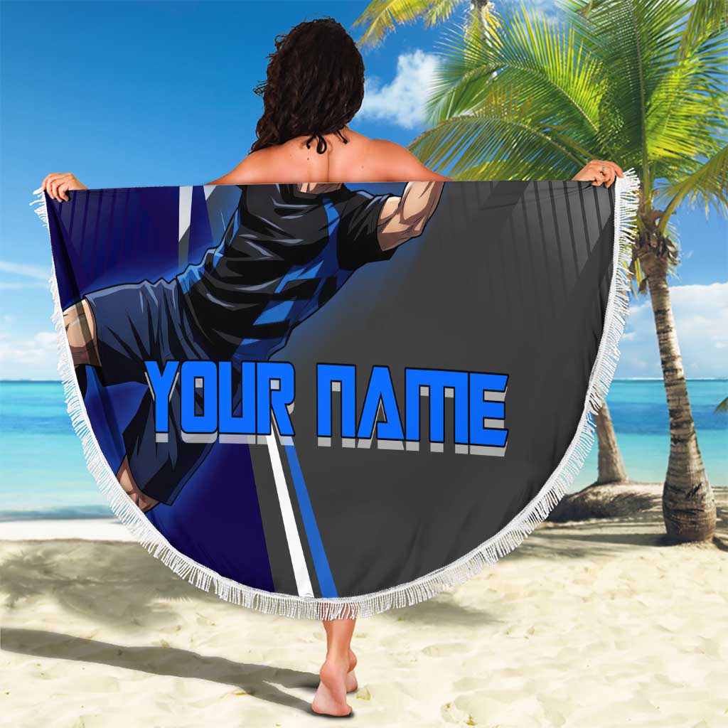 Personalized Aoi Todo Jujutsu Kaisen Beach Blanket with Blue Gradient and Goalkeeper Action Design