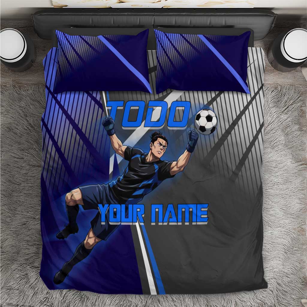 Personalized Aoi Todo Jujutsu Kaisen Bedding Set with Blue Gradient and Goalkeeper Action Design