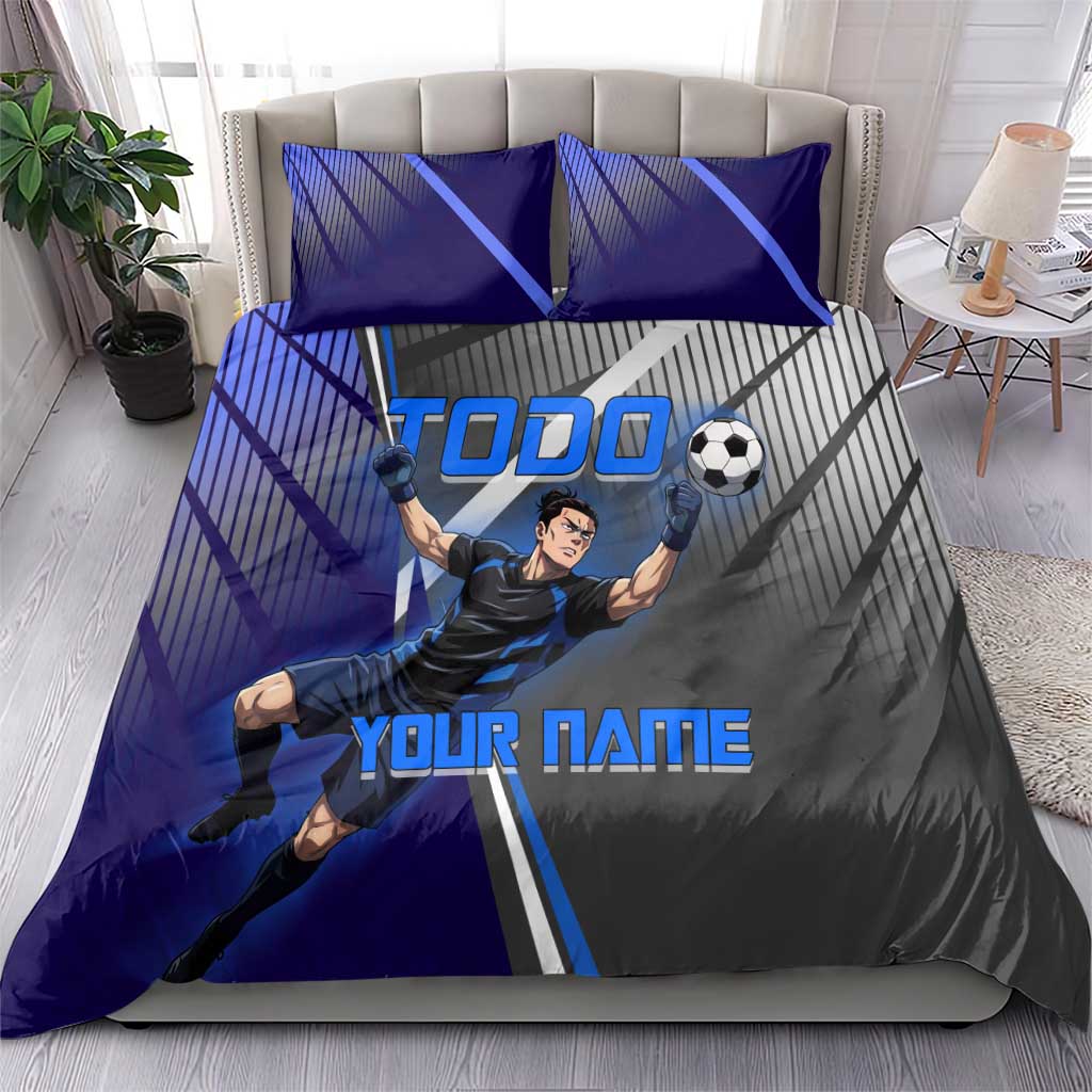 Personalized Aoi Todo Jujutsu Kaisen Bedding Set with Blue Gradient and Goalkeeper Action Design