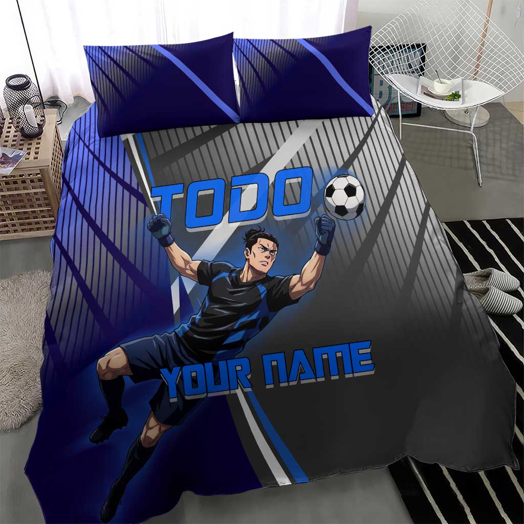 Personalized Aoi Todo Jujutsu Kaisen Bedding Set with Blue Gradient and Goalkeeper Action Design