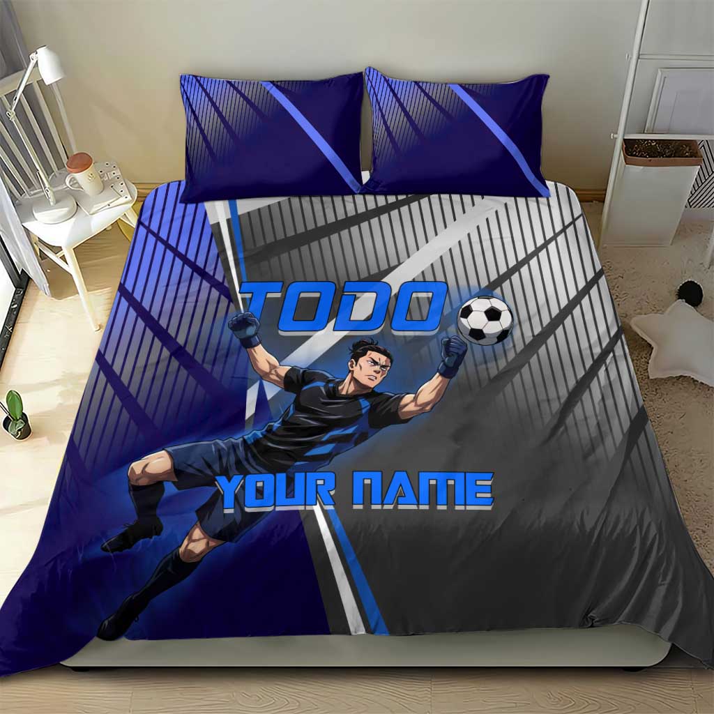 Personalized Aoi Todo Jujutsu Kaisen Bedding Set with Blue Gradient and Goalkeeper Action Design