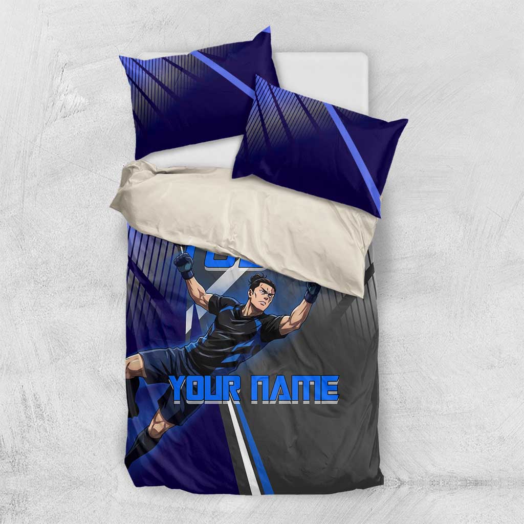 Personalized Aoi Todo Jujutsu Kaisen Bedding Set with Blue Gradient and Goalkeeper Action Design