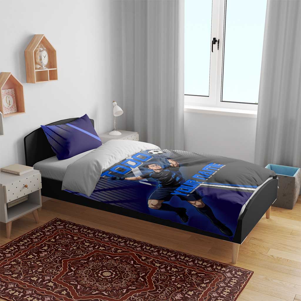 Personalized Aoi Todo Jujutsu Kaisen Bedding Set with Blue Gradient and Goalkeeper Action Design