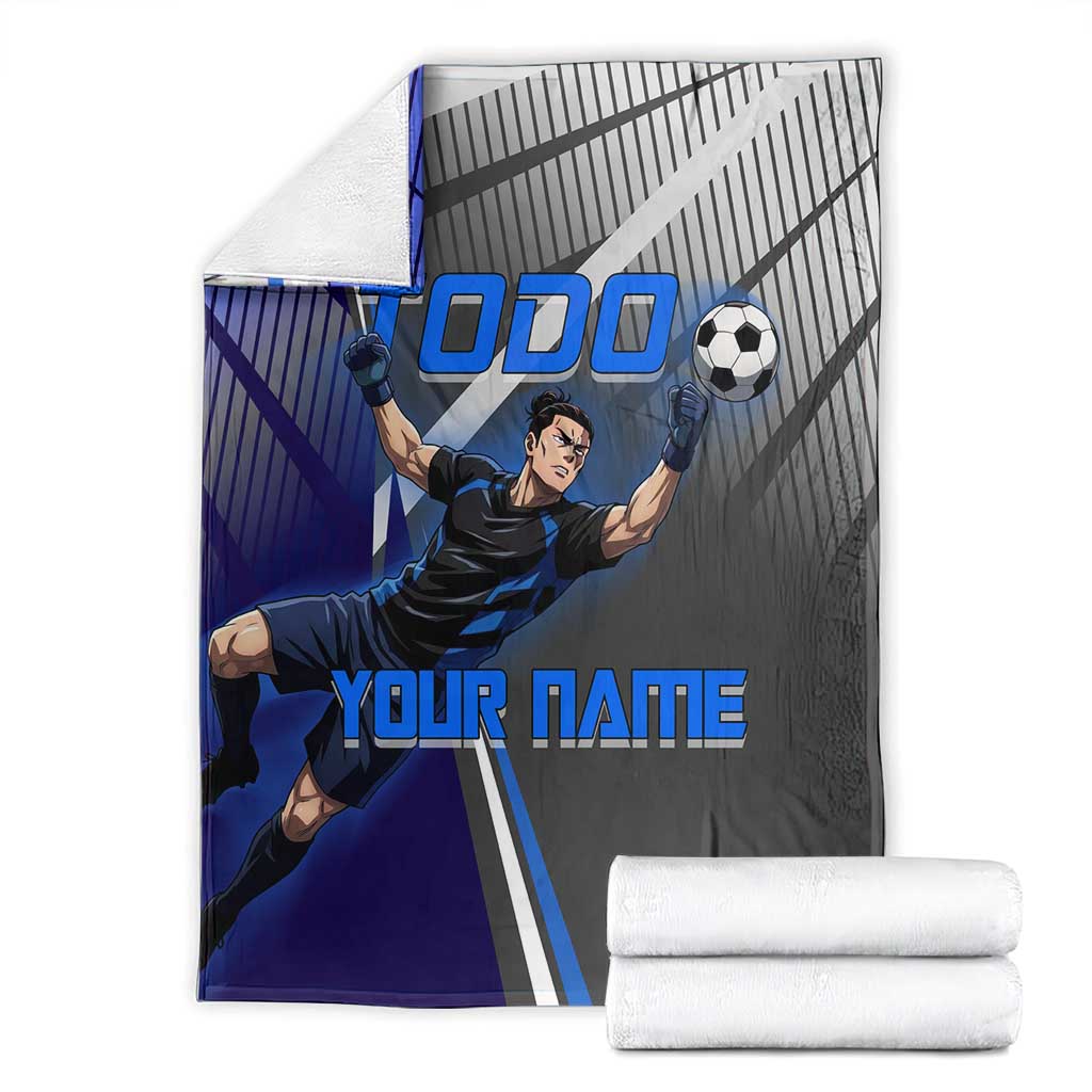 Personalized Aoi Todo Jujutsu Kaisen Blanket with Blue Gradient and Goalkeeper Action Design