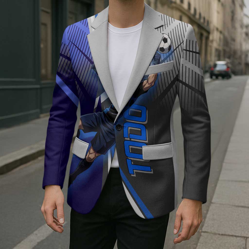 Personalized Aoi Todo Jujutsu Kaisen Blazer with Blue Gradient and Goalkeeper Action Design