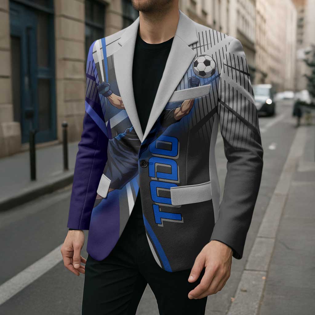 Personalized Aoi Todo Jujutsu Kaisen Blazer with Blue Gradient and Goalkeeper Action Design