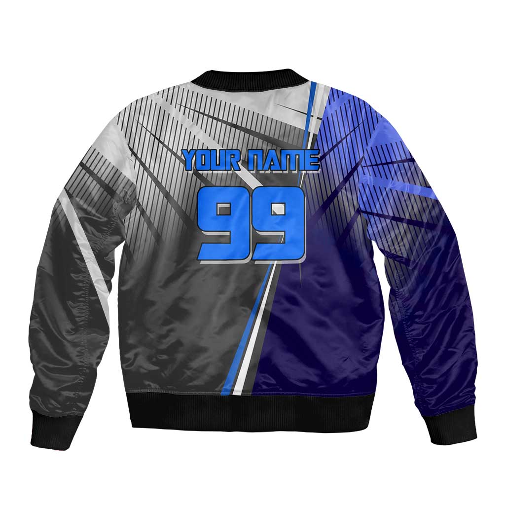 Personalized Aoi Todo Jujutsu Kaisen Bomber Jacket with Blue Gradient and Goalkeeper Action Design