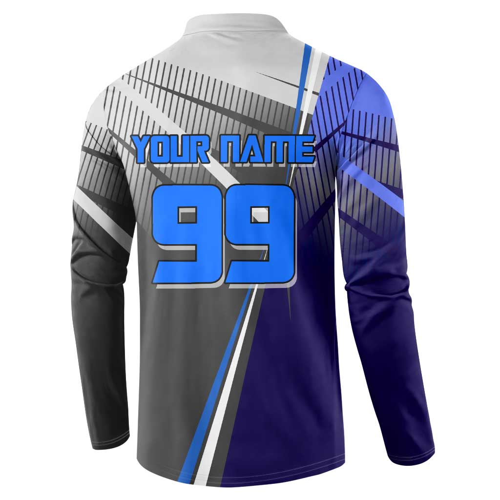 Personalized Aoi Todo Jujutsu Kaisen Button Sweatshirt with Blue Gradient and Goalkeeper Action Design