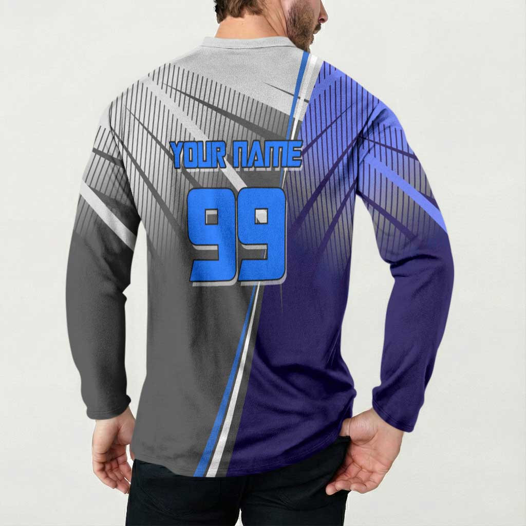 Personalized Aoi Todo Jujutsu Kaisen Button Sweatshirt with Blue Gradient and Goalkeeper Action Design