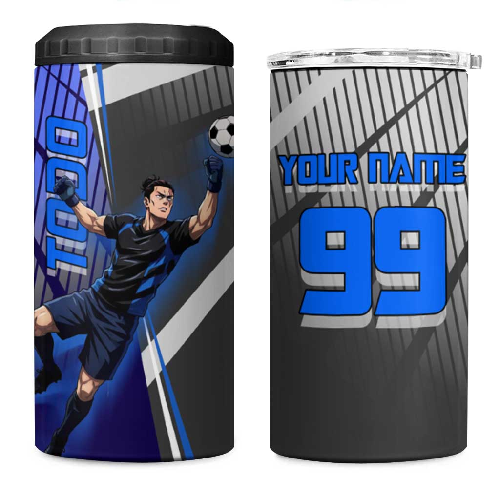 Personalized Aoi Todo Jujutsu Kaisen 4 in 1 Can Cooler Tumbler with Blue Gradient and Goalkeeper Action Design