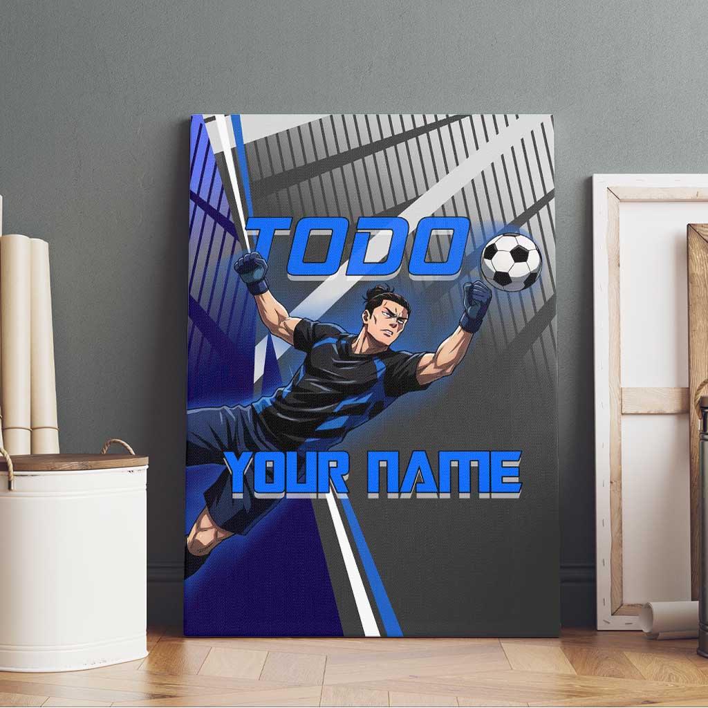 Personalized Aoi Todo Jujutsu Kaisen Canvas Wall Art with Blue Gradient and Goalkeeper Action Design