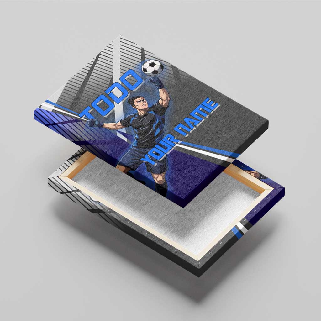 Personalized Aoi Todo Jujutsu Kaisen Canvas Wall Art with Blue Gradient and Goalkeeper Action Design