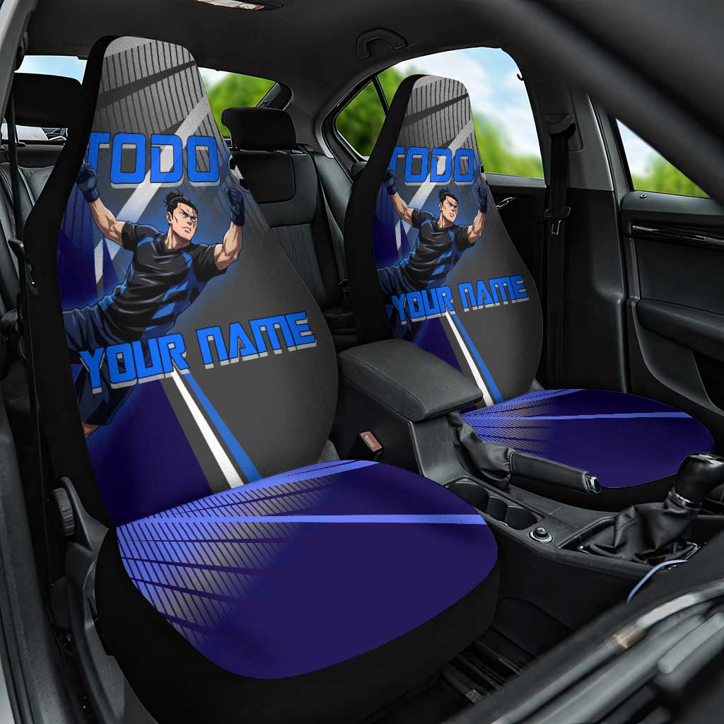 Personalized Aoi Todo Jujutsu Kaisen Car Seat Cover with Blue Gradient and Goalkeeper Action Design
