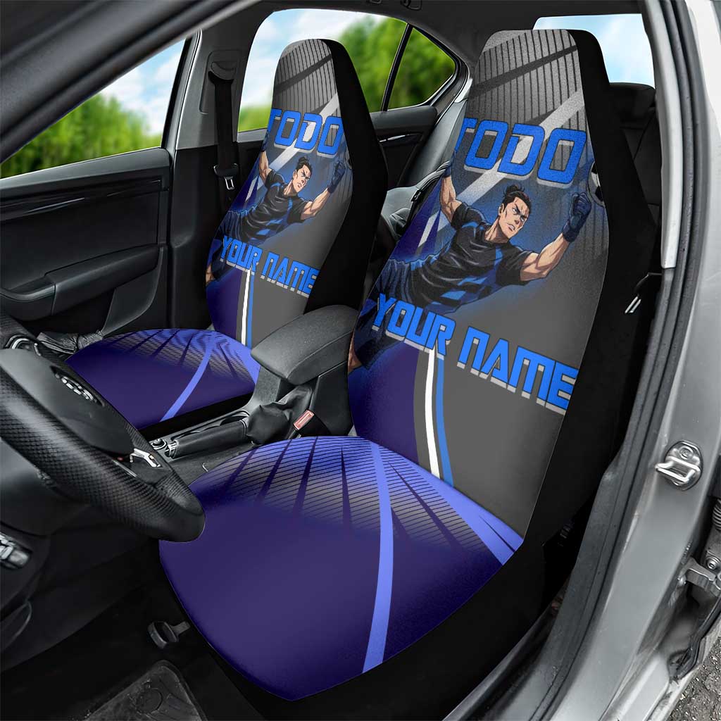 Personalized Aoi Todo Jujutsu Kaisen Car Seat Cover with Blue Gradient and Goalkeeper Action Design