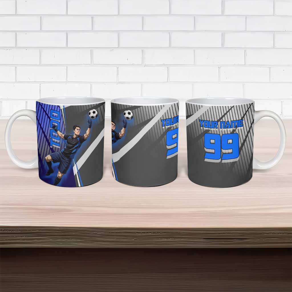 Personalized Aoi Todo Jujutsu Kaisen Ceramic Mug with Blue Gradient and Goalkeeper Action Design