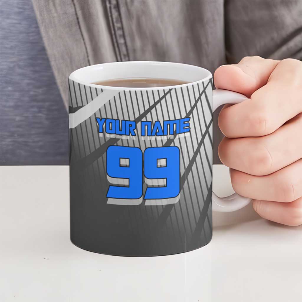Personalized Aoi Todo Jujutsu Kaisen Ceramic Mug with Blue Gradient and Goalkeeper Action Design