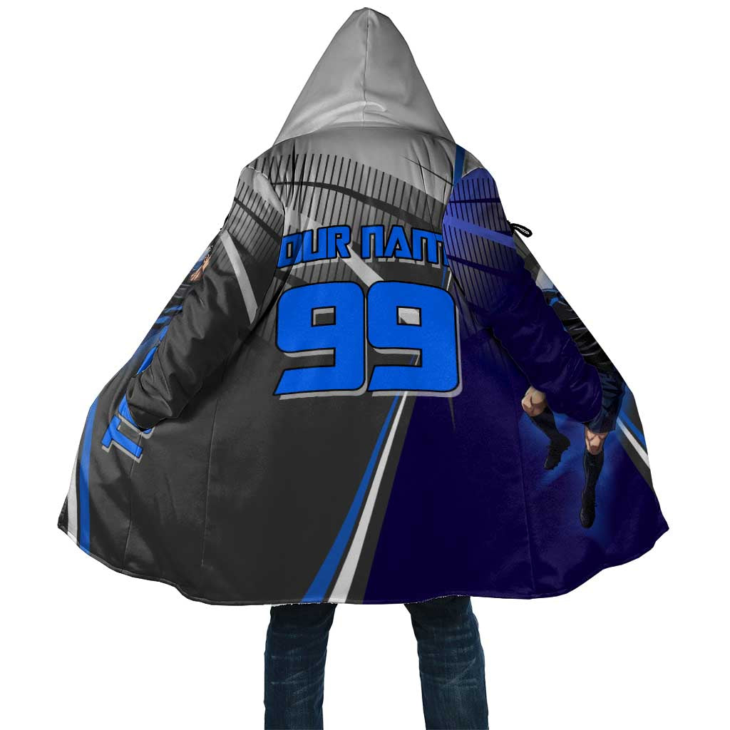 Personalized Aoi Todo Jujutsu Kaisen Cloak with Blue Gradient and Goalkeeper Action Design