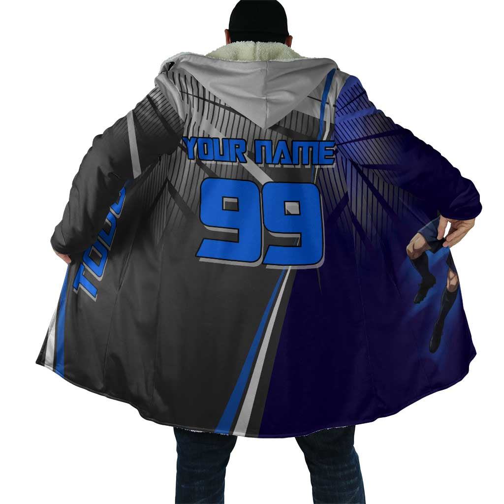 Personalized Aoi Todo Jujutsu Kaisen Cloak with Blue Gradient and Goalkeeper Action Design