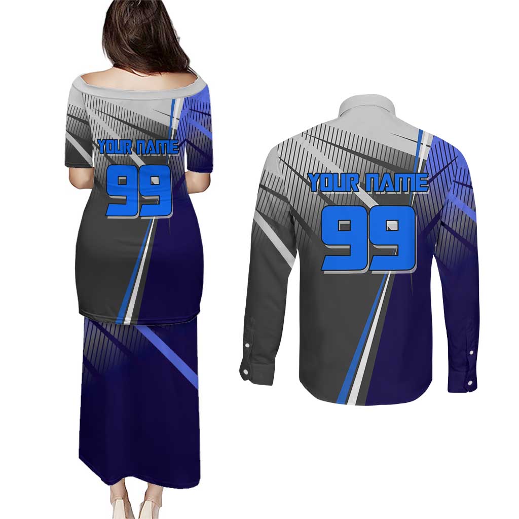 Personalized Aoi Todo Jujutsu Kaisen Couples Matching Puletasi and Long Sleeve Button Shirt with Blue Gradient and Goalkeeper Action Design