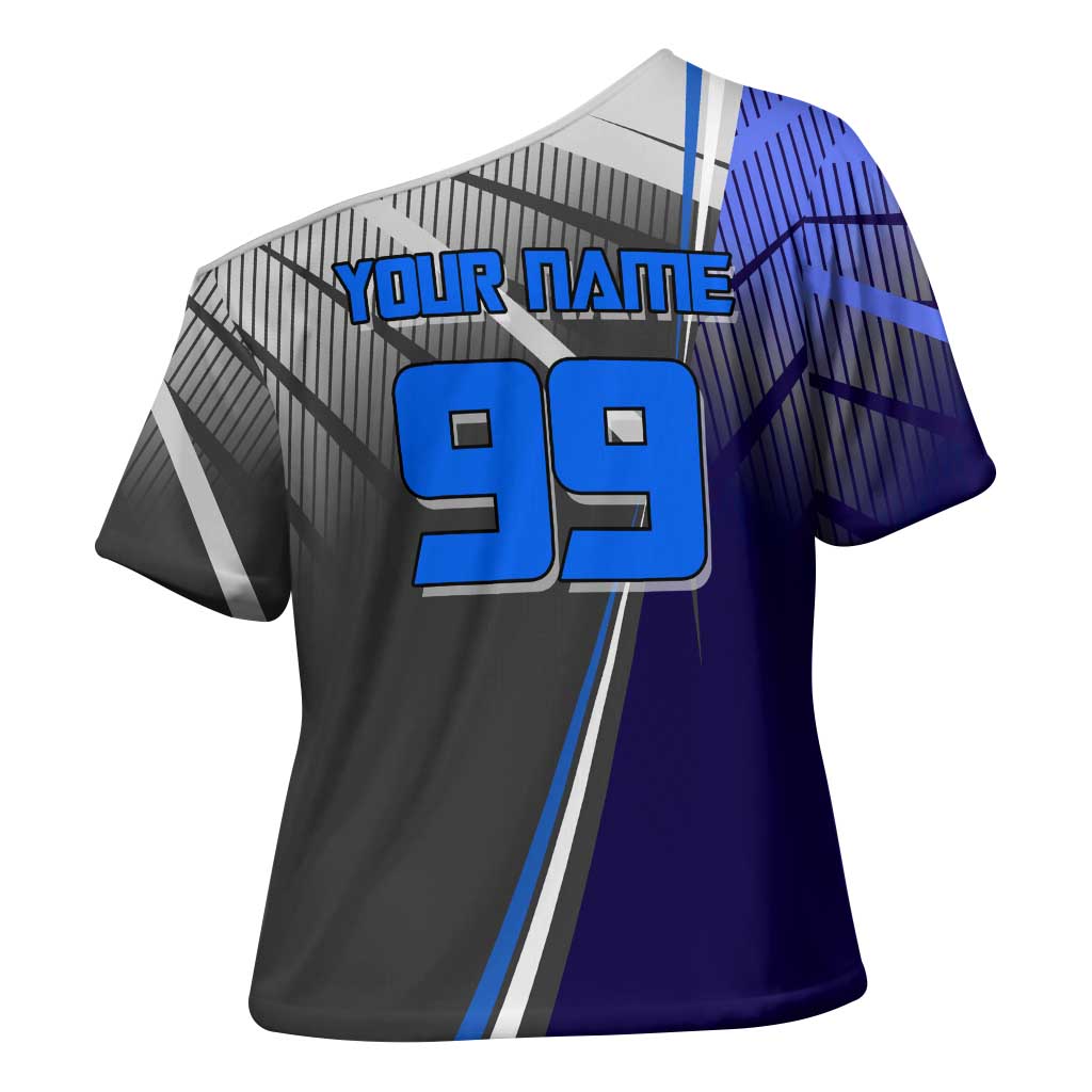 Personalized Aoi Todo Jujutsu Kaisen Cross Shoulder Shirt with Blue Gradient and Goalkeeper Action Design