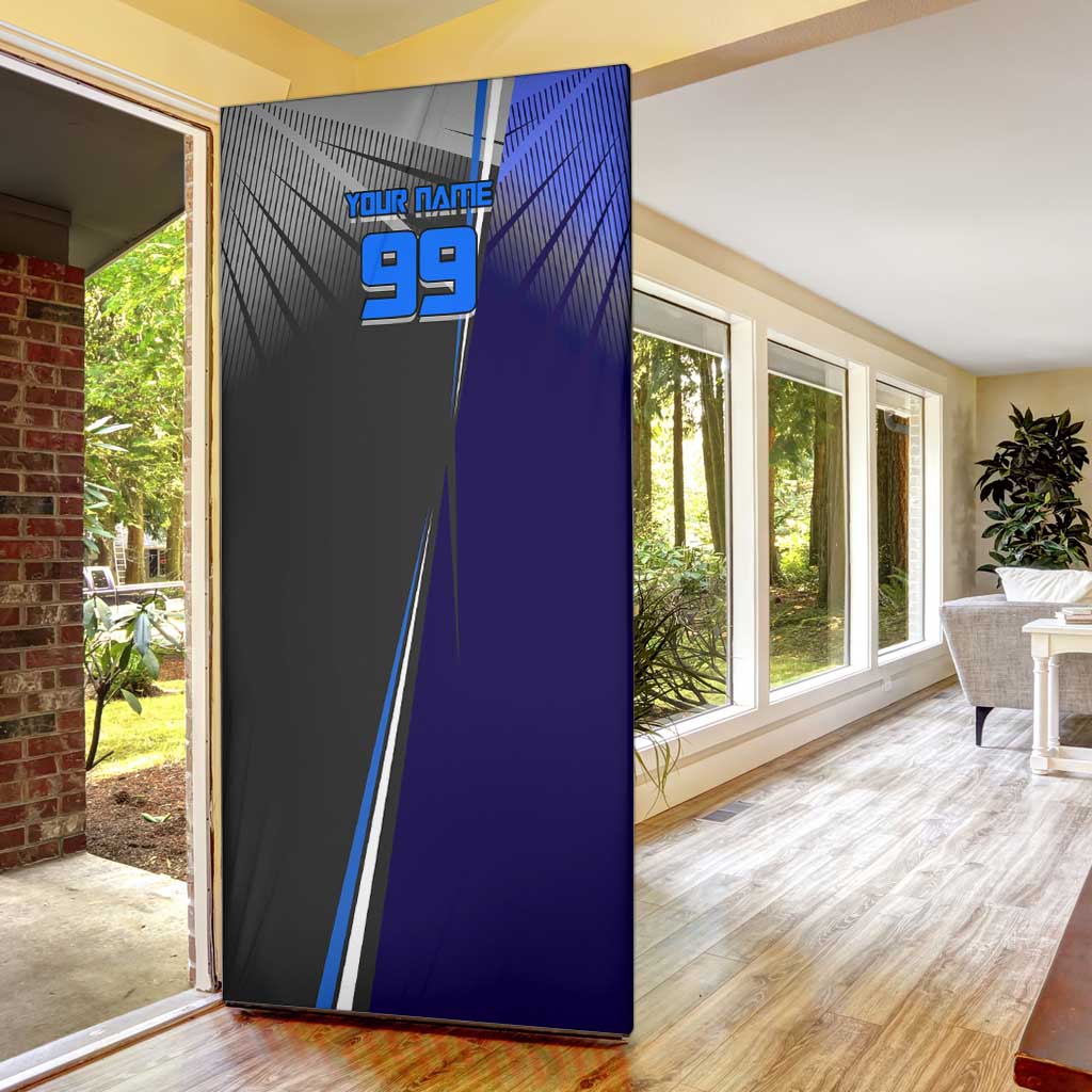 Personalized Aoi Todo Jujutsu Kaisen Door Cover with Blue Gradient and Goalkeeper Action Design