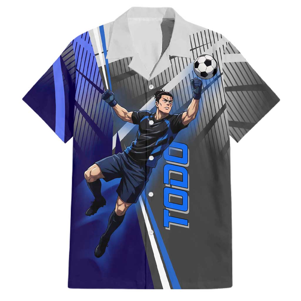 Personalized Aoi Todo Jujutsu Kaisen Family Matching Long Sleeve Bodycon Dress and Hawaiian Shirt with Blue Gradient and Goalkeeper Action Design
