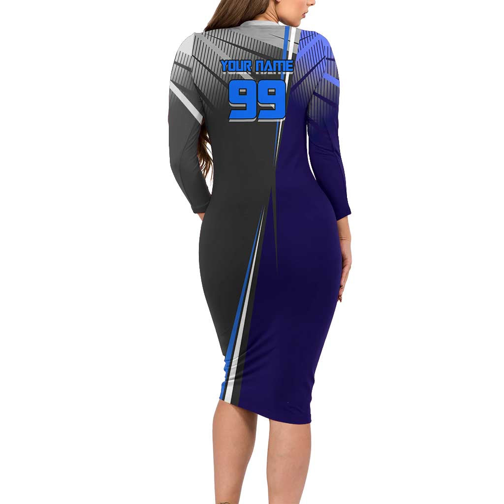 Personalized Aoi Todo Jujutsu Kaisen Family Matching Long Sleeve Bodycon Dress and Hawaiian Shirt with Blue Gradient and Goalkeeper Action Design