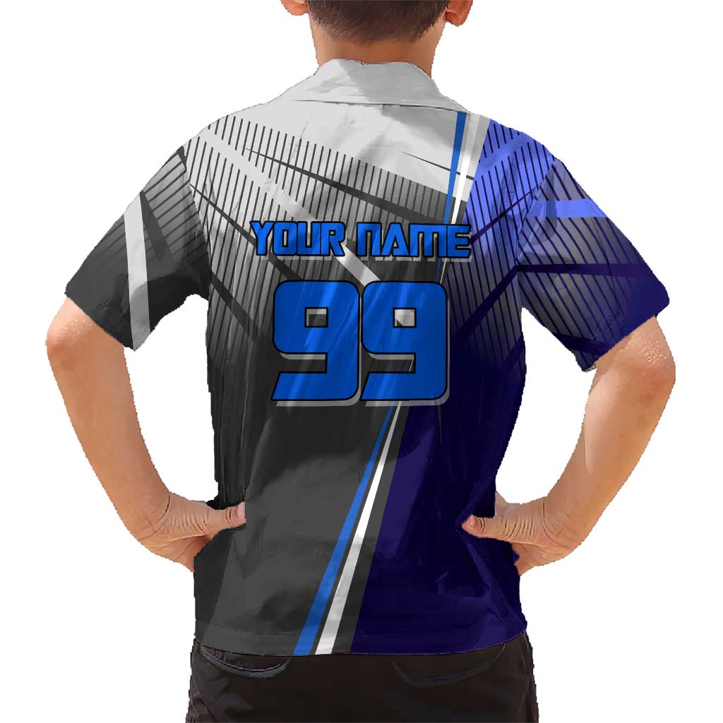Personalized Aoi Todo Jujutsu Kaisen Family Matching Off Shoulder Short Dress and Hawaiian Shirt with Blue Gradient and Goalkeeper Action Design