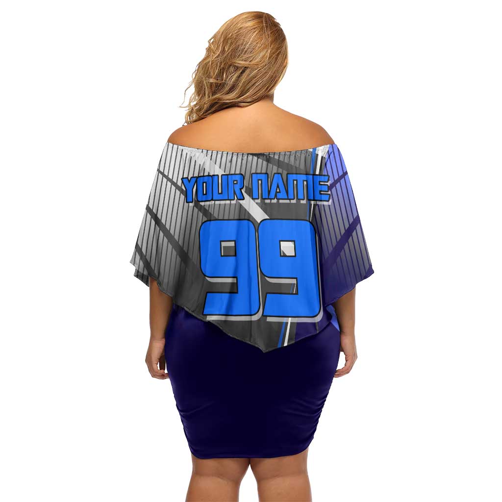 Personalized Aoi Todo Jujutsu Kaisen Family Matching Off Shoulder Short Dress and Hawaiian Shirt with Blue Gradient and Goalkeeper Action Design