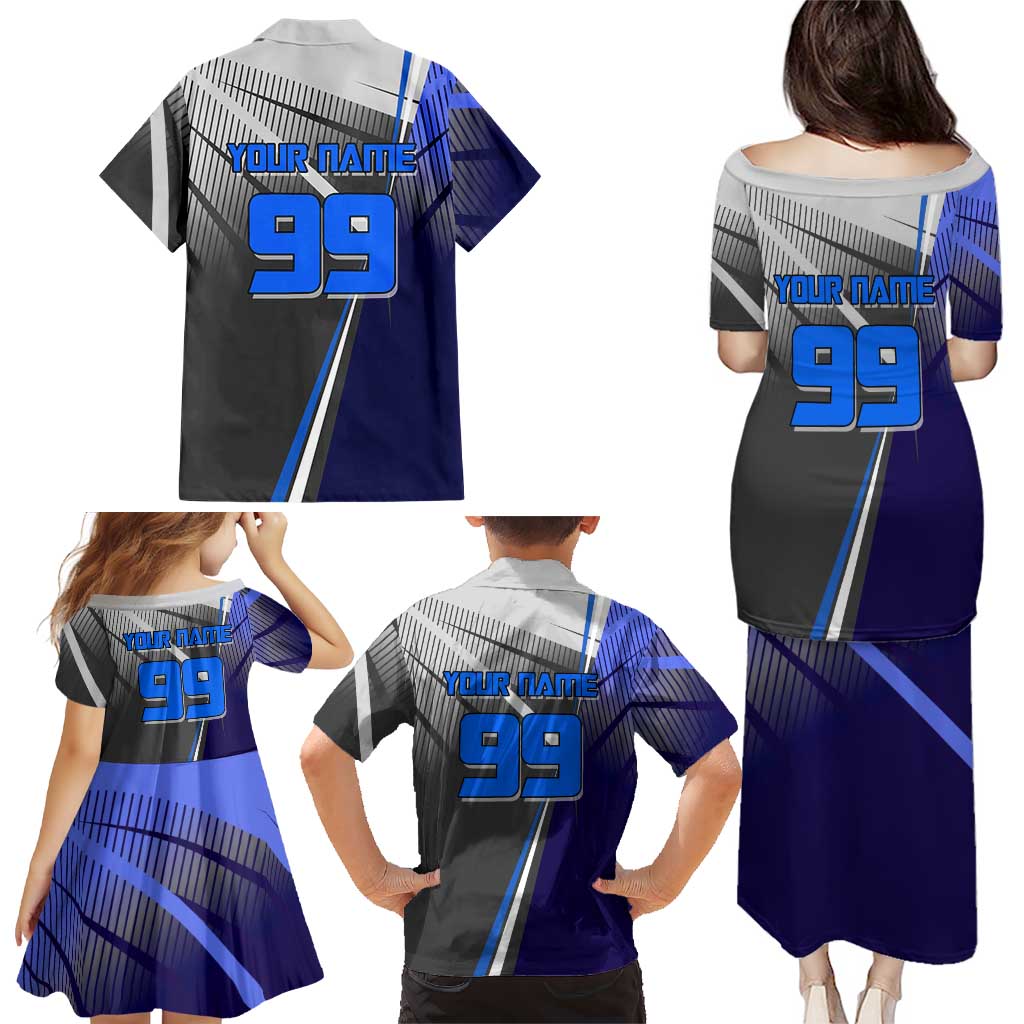 Personalized Aoi Todo Jujutsu Kaisen Family Matching Puletasi and Hawaiian Shirt with Blue Gradient and Goalkeeper Action Design
