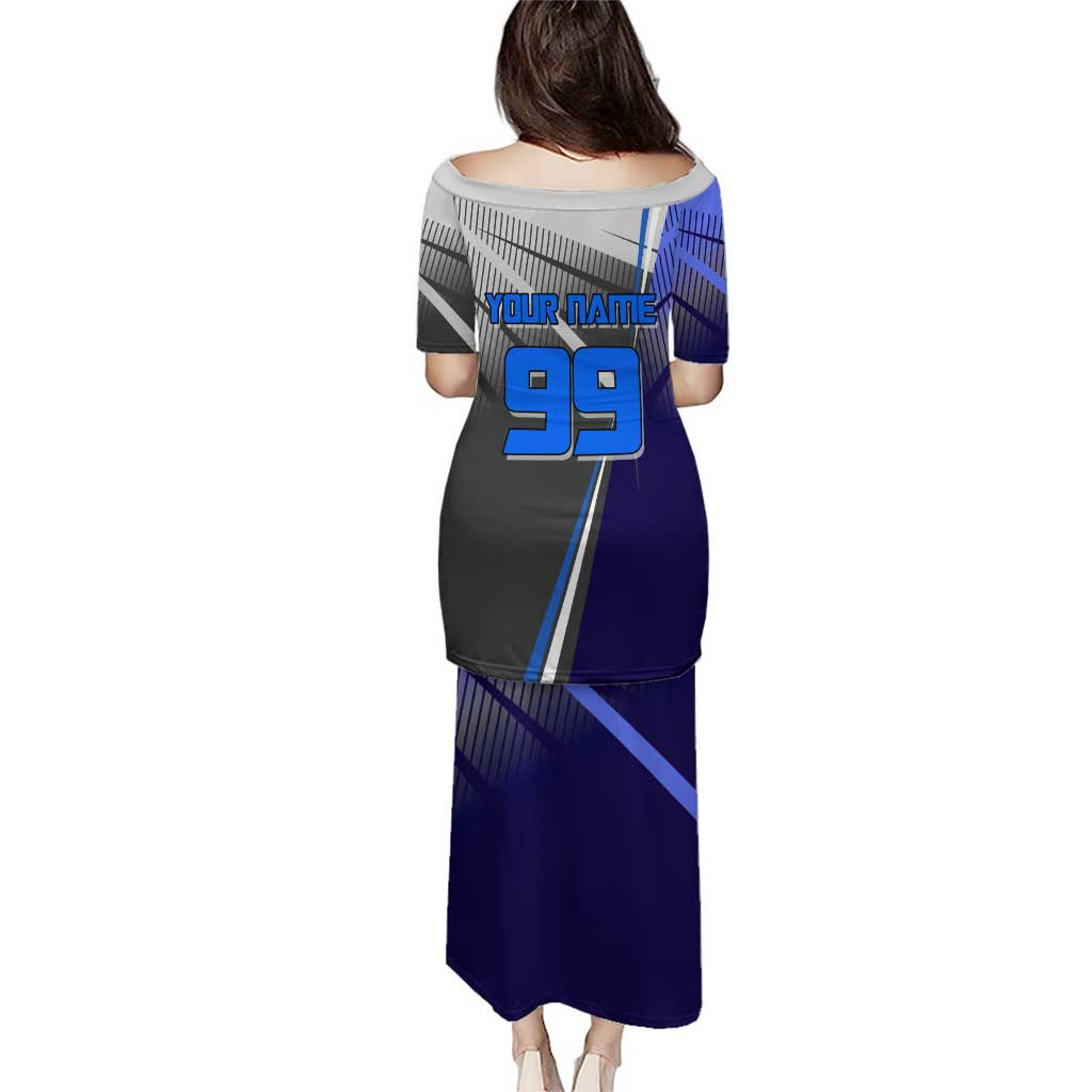 Personalized Aoi Todo Jujutsu Kaisen Family Matching Puletasi and Hawaiian Shirt with Blue Gradient and Goalkeeper Action Design