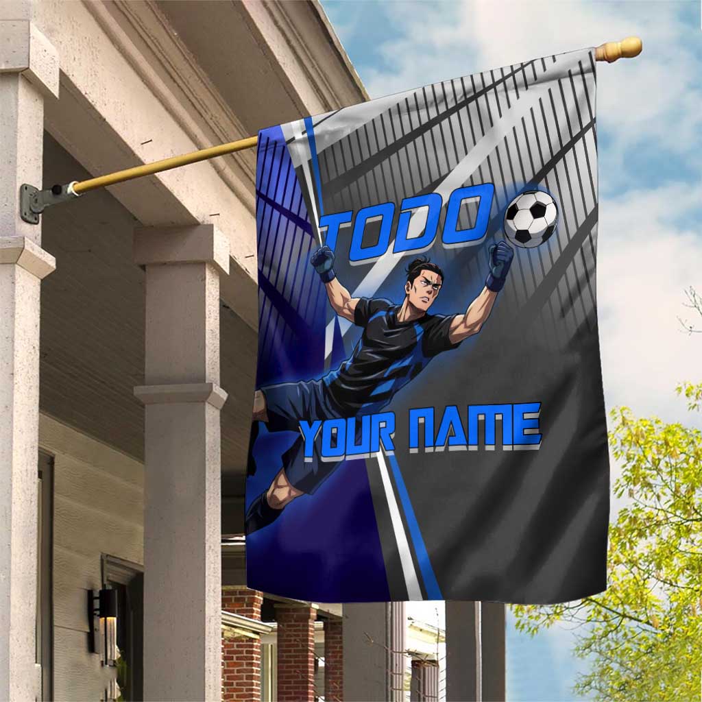 Personalized Aoi Todo Jujutsu Kaisen Garden Flag with Blue Gradient and Goalkeeper Action Design