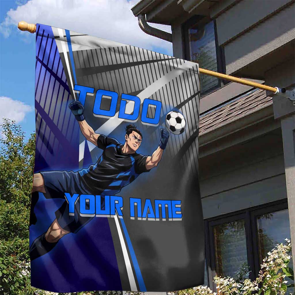 Personalized Aoi Todo Jujutsu Kaisen Garden Flag with Blue Gradient and Goalkeeper Action Design