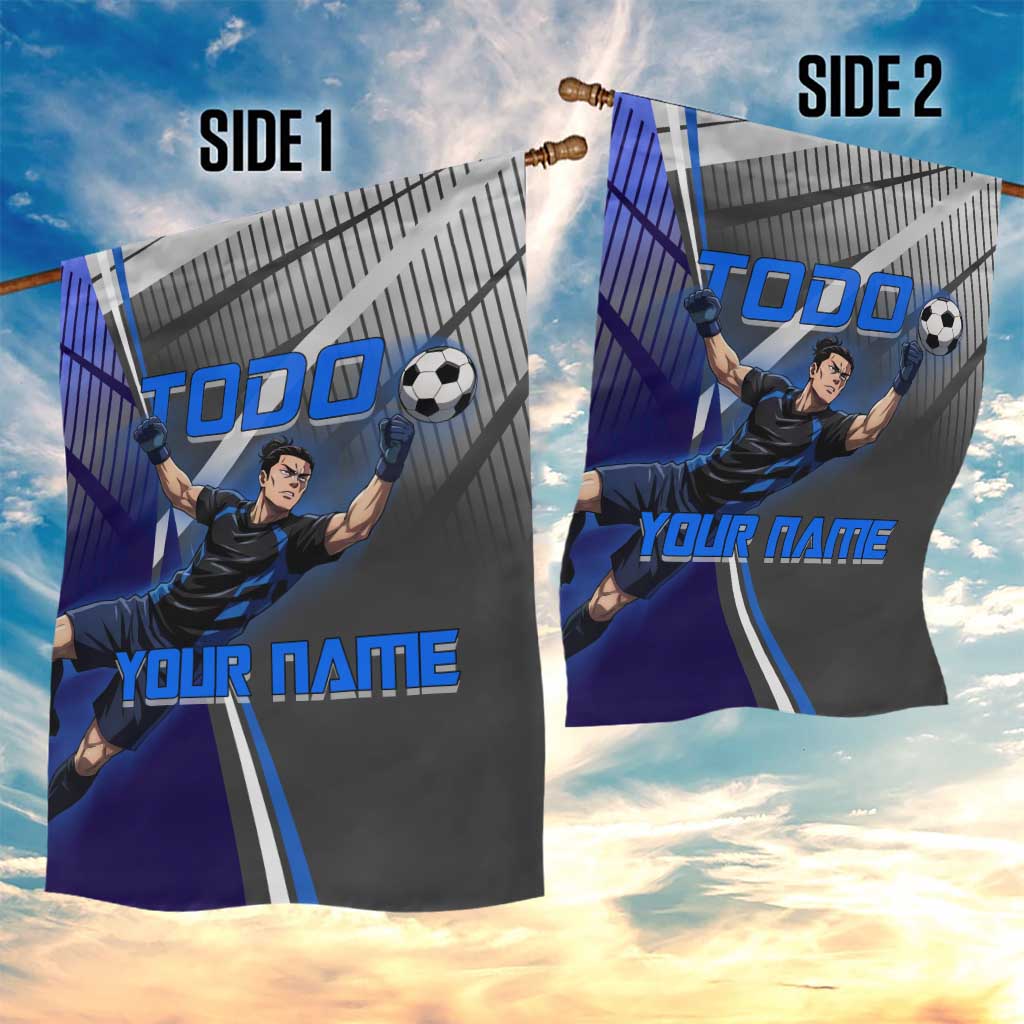 Personalized Aoi Todo Jujutsu Kaisen Garden Flag with Blue Gradient and Goalkeeper Action Design
