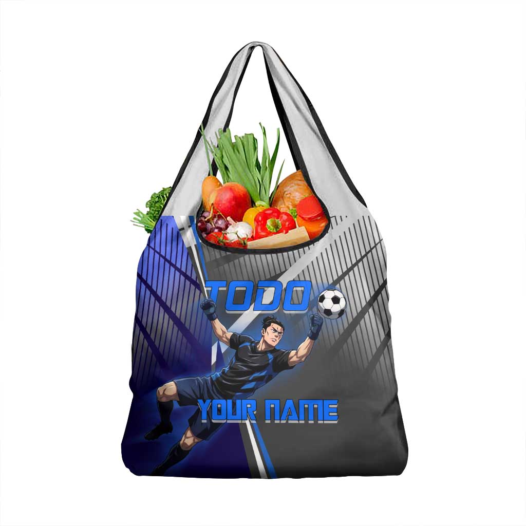 Personalized Aoi Todo Jujutsu Kaisen Grocery Bag with Blue Gradient and Goalkeeper Action Design