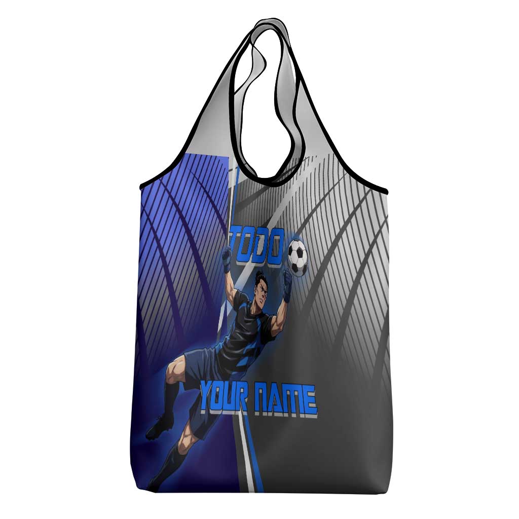 Personalized Aoi Todo Jujutsu Kaisen Grocery Bag with Blue Gradient and Goalkeeper Action Design