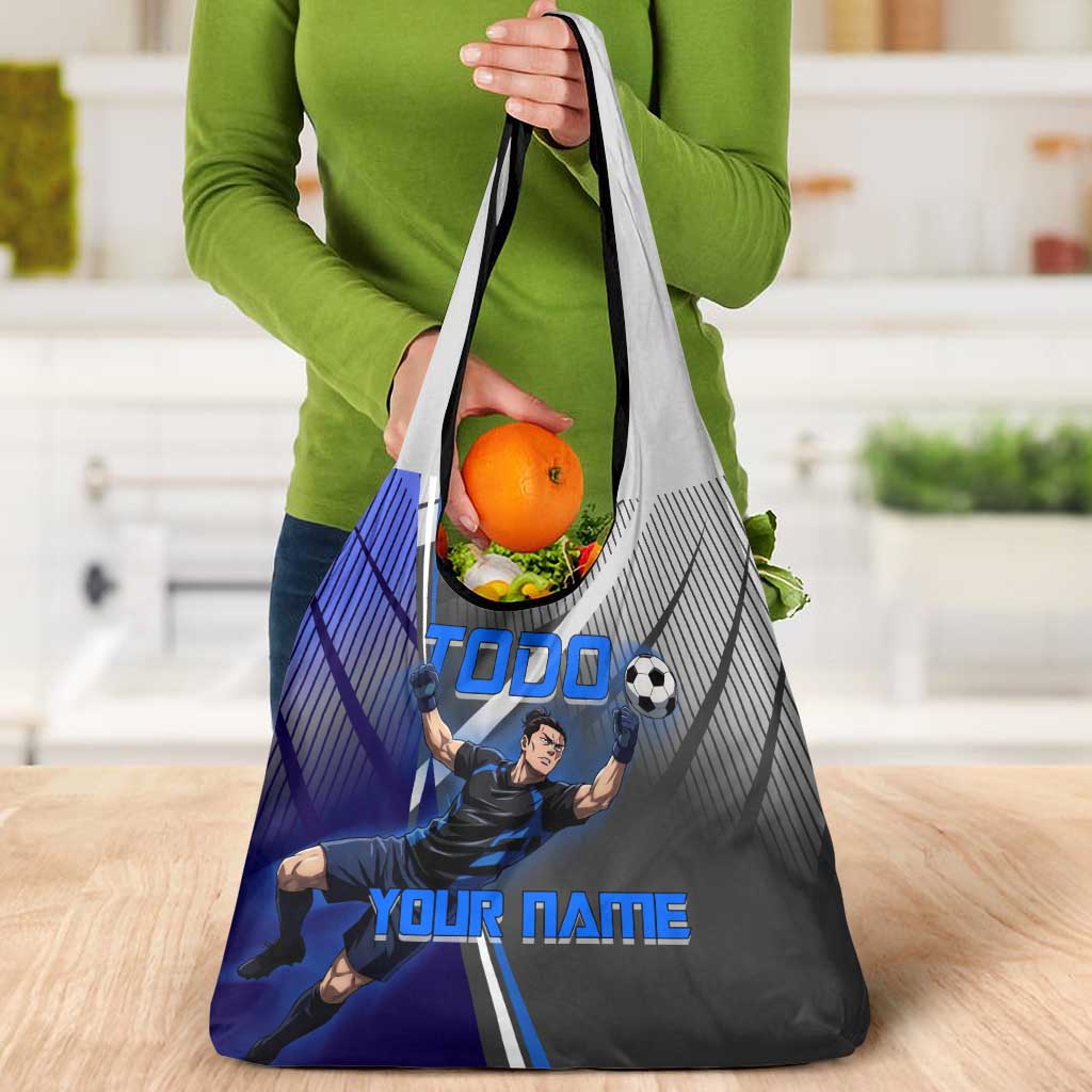 Personalized Aoi Todo Jujutsu Kaisen Grocery Bag with Blue Gradient and Goalkeeper Action Design