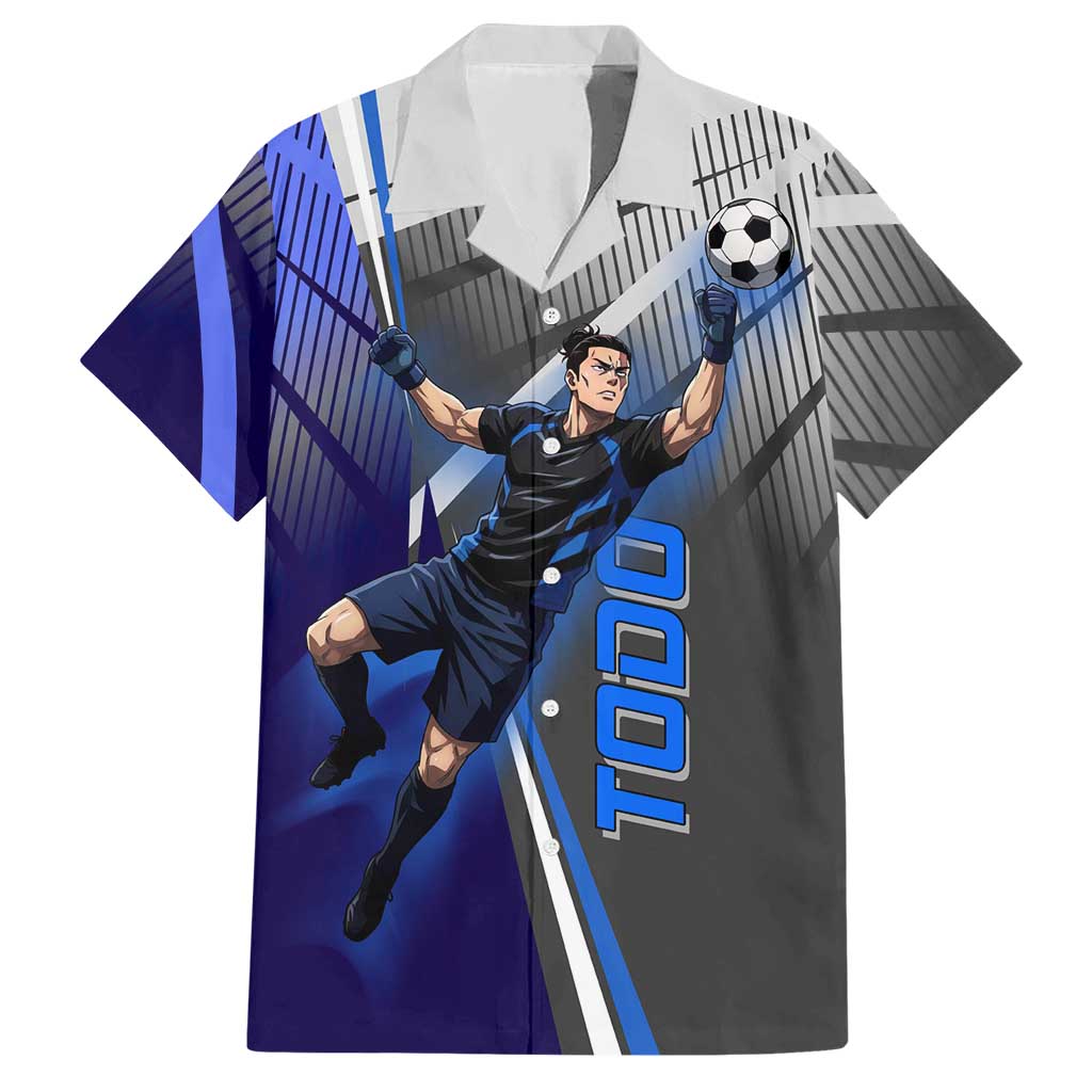 Personalized Aoi Todo Jujutsu Kaisen Hawaiian Shirt with Blue Gradient and Goalkeeper Action Design