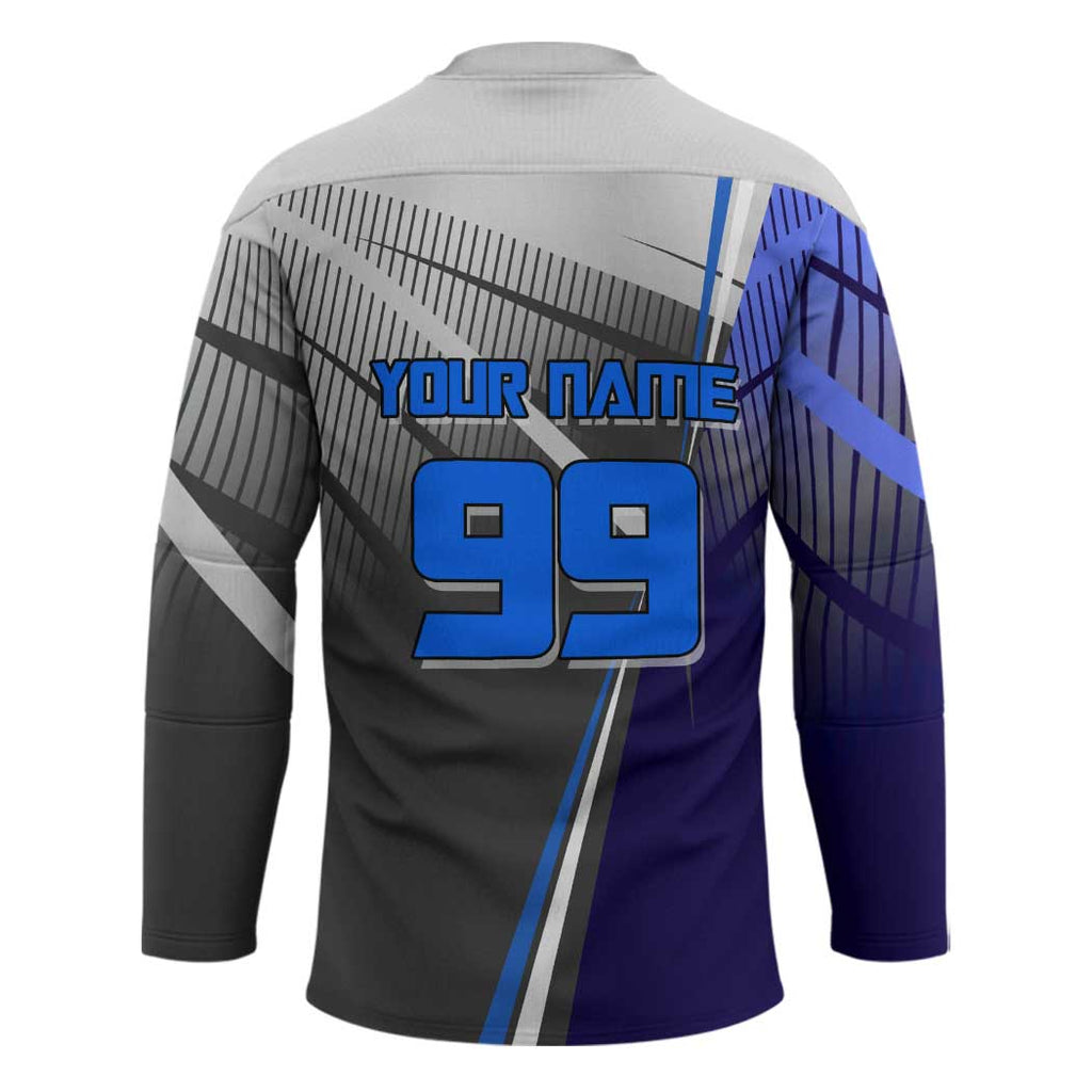 Personalized Aoi Todo Jujutsu Kaisen Hockey Jersey with Blue Gradient and Goalkeeper Action Design