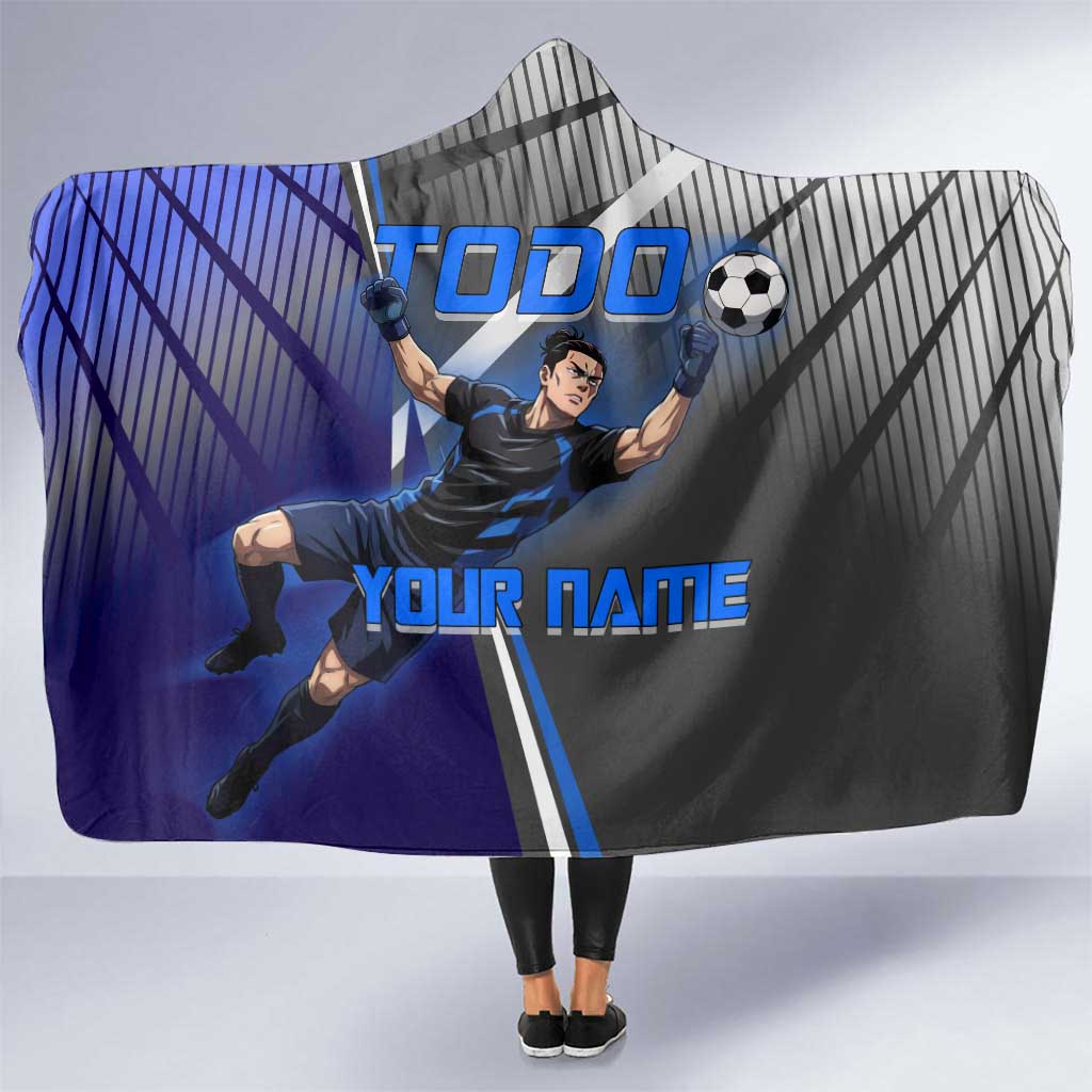 Personalized Aoi Todo Jujutsu Kaisen Hooded Blanket with Blue Gradient and Goalkeeper Action Design
